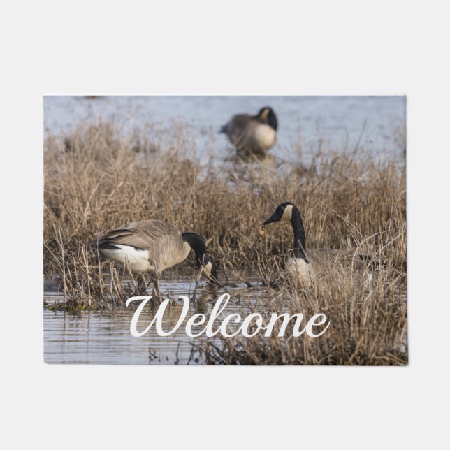 Canadian Geese Snack Time Welcome Doormat (Front)
