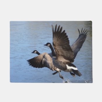 Canadian Geese Taking Flight Doormat by WackemArt at Zazzle