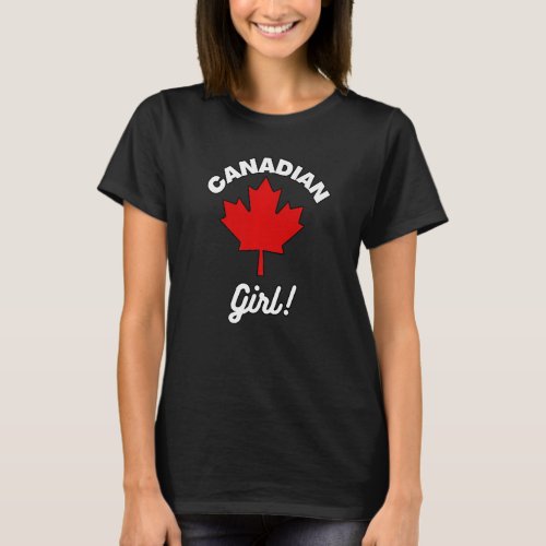 Canadian Girl Maple Leaf Country Flag Canada   T_Shirt