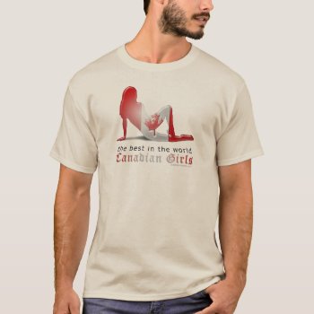 Canadian Girl Silhouette Flag T-shirt by representshop at Zazzle