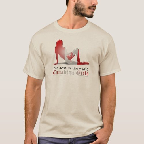 Canadian Girl Silhouette Flag T_Shirt