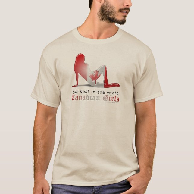 Canadian Girl Silhouette Flag T-Shirt (Front)