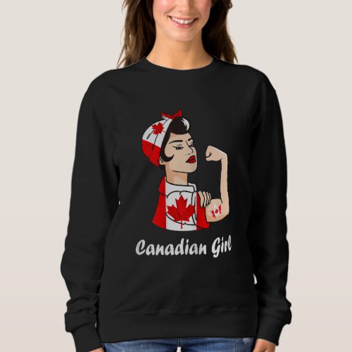 Canadian Girl Strong Woman Maple Leaf Canadian Roo Sweatshirt