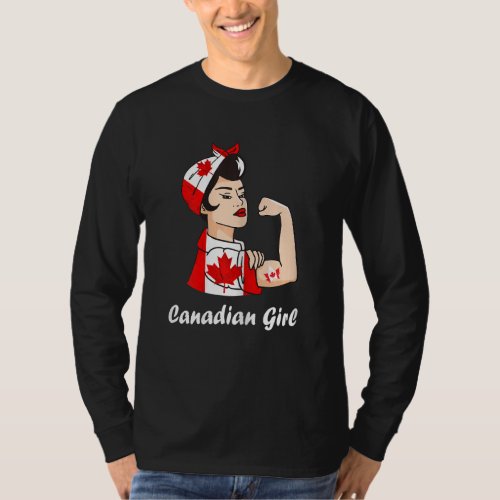 Canadian Girl Strong Woman Maple Leaf Canadian Roo T_Shirt