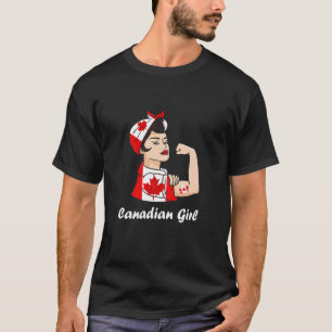Canadian Girl Strong Woman Maple Leaf Canadian Roo T-Shirt