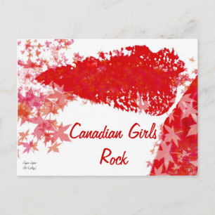 Canadian Girls Rock (Red & White) Pop Art Postcard