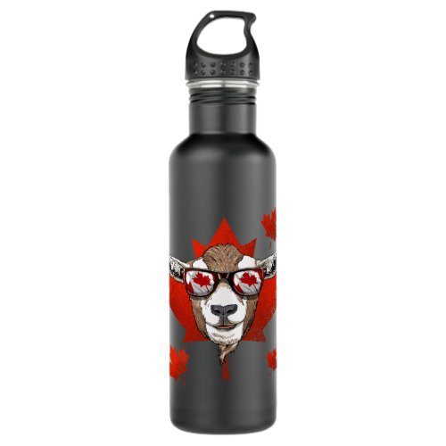 Canadian Goat Maple Leaf Patriotic Canada Flag  Stainless Steel Water Bottle