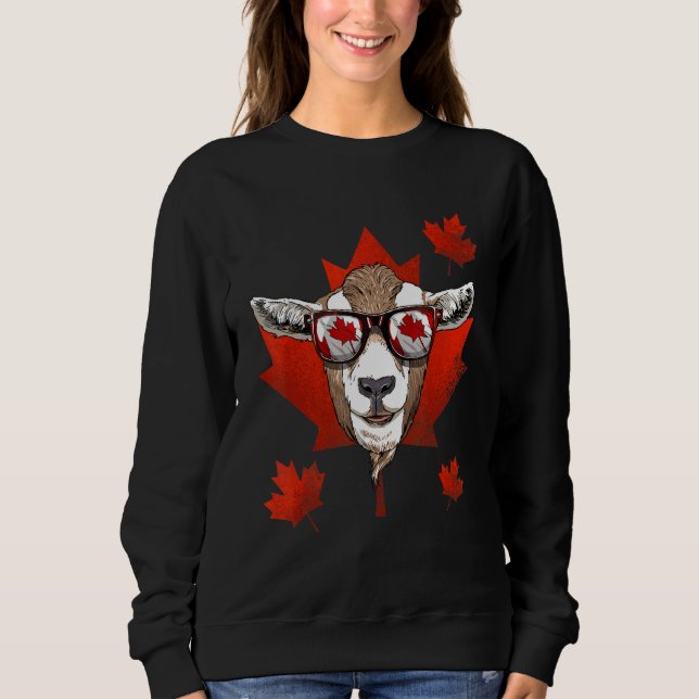 Canadian Goat Maple Tree Leaf Canada Flag Animal G Sweatshirt (Front)