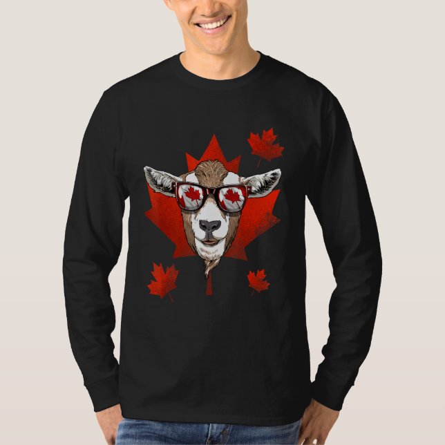 Canadian Goat Maple Tree Leaf Canada Flag Animal G T-Shirt (Front)