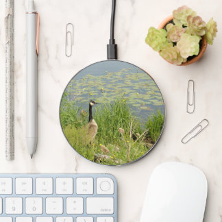 Canadian Goose by Water Lillies Wireless Charger