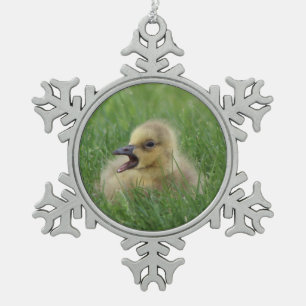 Canadian Goose Chick Snowflake Pewter Christmas Ornament
