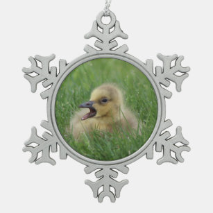 Canadian Goose Chick Snowflake Pewter Christmas Ornament