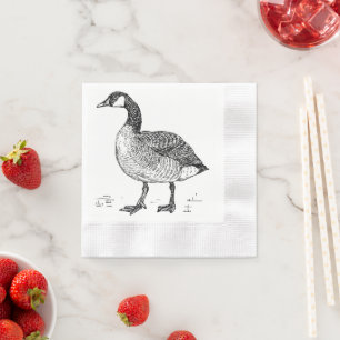 Canadian Goose Fine Art Sketch, Bird Drawing Napkins