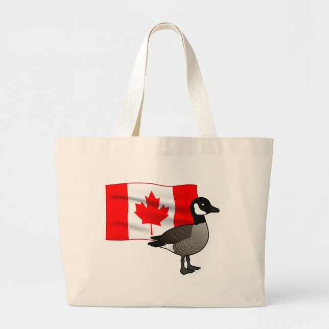 Canadian Goose & Flag Large Tote Bag (Front)