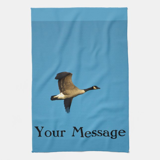 Canadian goose in flight  kitchen towel (Vertical)