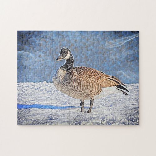 Canadian Goose in the snow Jigsaw Puzzle