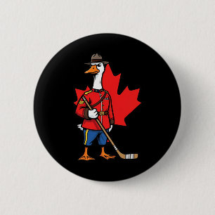 Canadian Goose Mountie Hockey Maple Leaf Canada Button