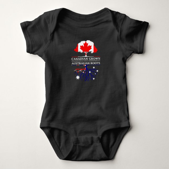 Canadian Grown with Australian Roots   Australia Baby Bodysuit (Front)