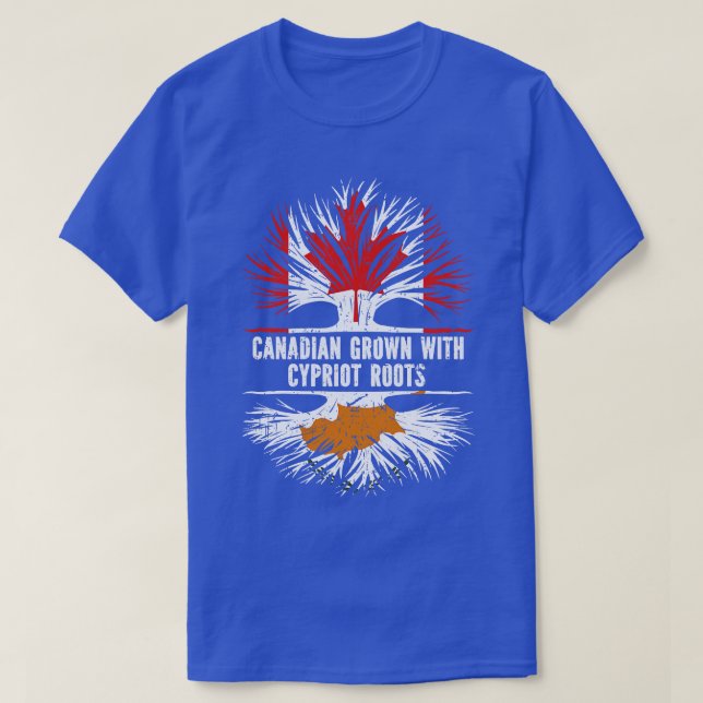 Canadian Grown with Cypriot Roots Canada Flag T-Shirt (Design Front)