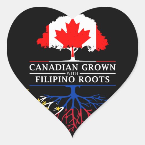 Canadian Grown with Filipino Roots   Philippines Heart Sticker