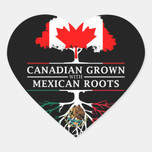 Canadian Grown with Mexican Roots Mexico Design Heart Sticker