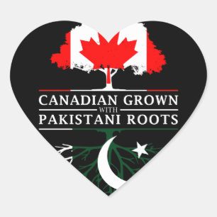 Canadian Grown with Pakistani Roots   Pakistan Heart Sticker
