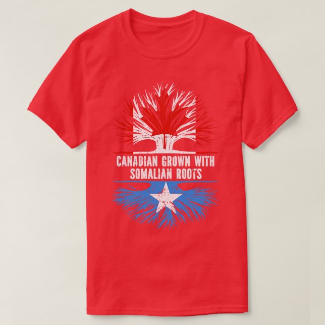 Canadian Grown with Somalian Roots Canada Flag T-Shirt (Design Front)