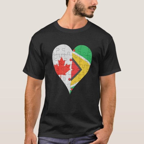 Canadian Guyanese Flag Heart T_Shirt