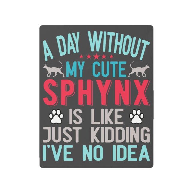 Canadian Hairless Sphynx Cat Owner Funny Saying Metal Print (Front)