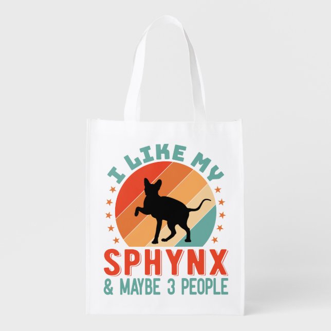 Canadian Hairless Sphynx Cat Owner Humor Grocery Bag (Front)