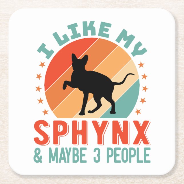 Canadian Hairless Sphynx Cat Owner Humor Square Paper Coaster (Front)