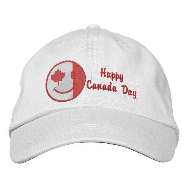 Canadian Happy Face Embroidered Baseball Hat (Front)