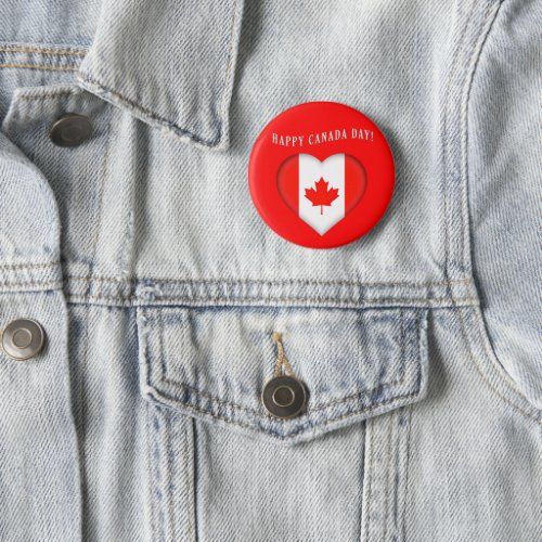 Canadian Heart Happy Canada Day Button