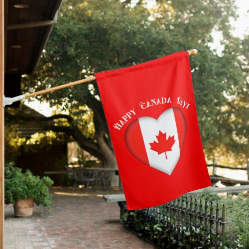 Canadian Heart Happy Canada Day House Flag