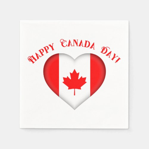 Canadian Heart Happy Canada Day Napkins