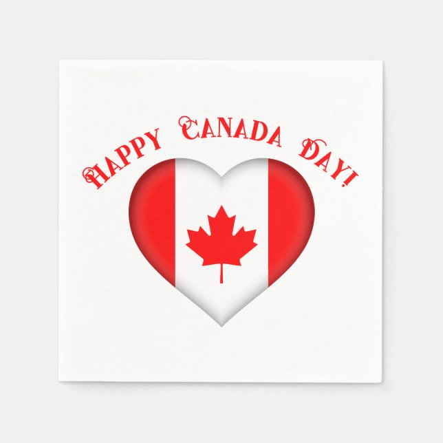 Canadian Heart Happy Canada Day Napkins (Front)