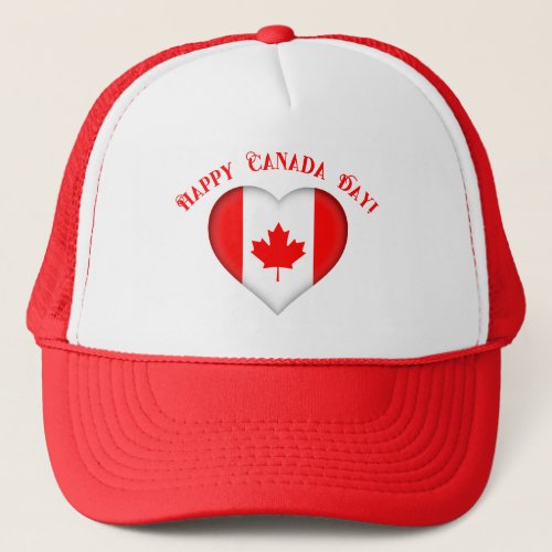 Canadian Heart Happy Canada Day Trucker Hat