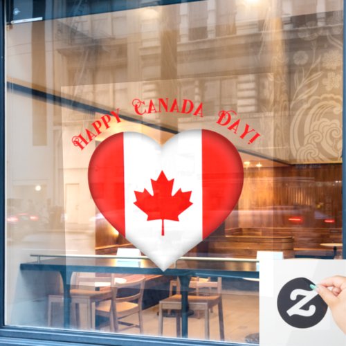 Canadian Heart Happy Canada Day Window Cling