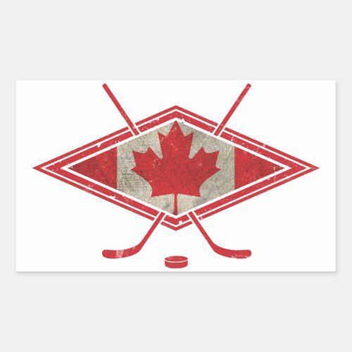 Canadian Hockey Flag Logo Rectangular Sticker