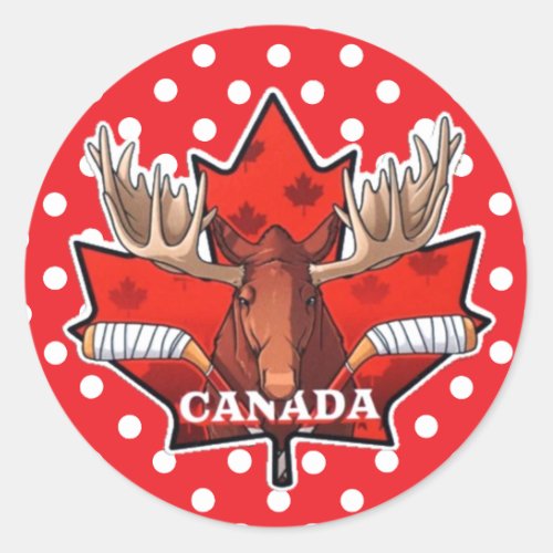 Canadian Hockey Moose Canada Day Classic Round Sticker