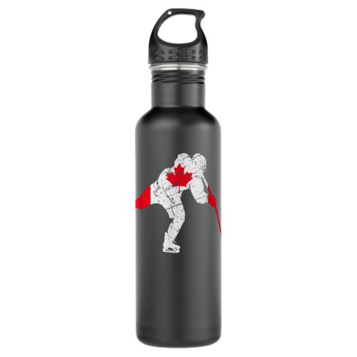 Canadian Hockey Player Canada Flag Maple Leaf Ice  Stainless Steel Water Bottle