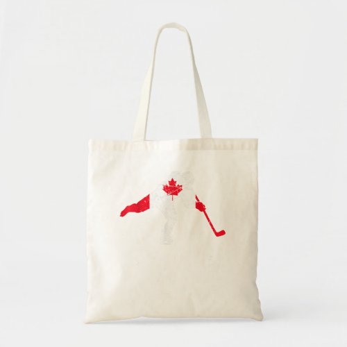 Canadian Hockey Player Canada Flag Maple Leaf Ice  Tote Bag