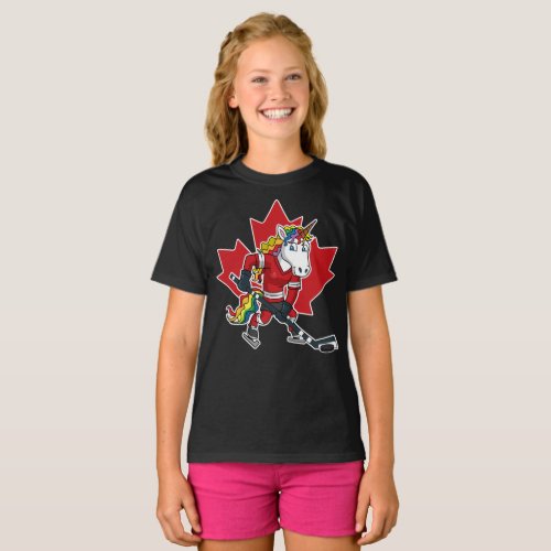 Canadian Hockey Player Unicorn Canda T_Shirt
