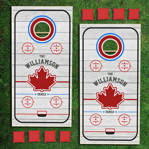 Canadian Hockey Rink Personalized Cornhole Set