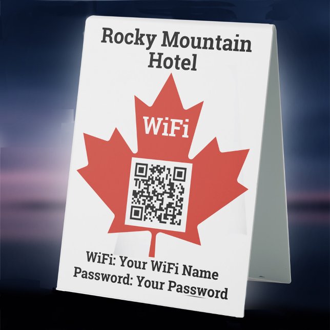 Canadian Hotel Wifi Details Plus QR Code Table Tent (Creator Uploaded)