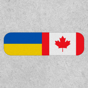 Canadian I stand with Ukraine. CA and UKR Flags. Patch