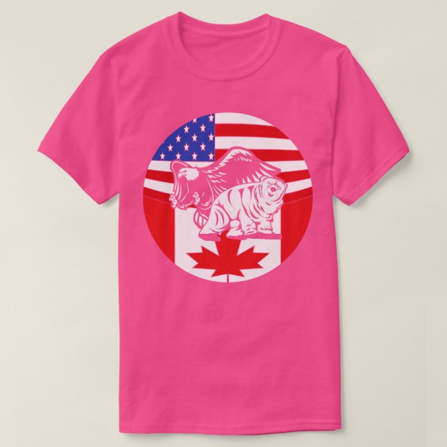 Canadian Ice Bear American Bald Eagle US Flag Cana T-Shirt (Design Front)