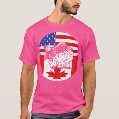 Canadian Ice Bear American Bald Eagle US Flag Cana T_Shirt