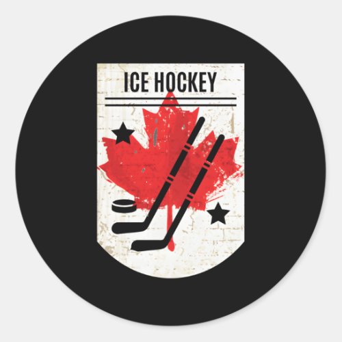Canadian Ice Hockey For Canada Day Classic Round Sticker