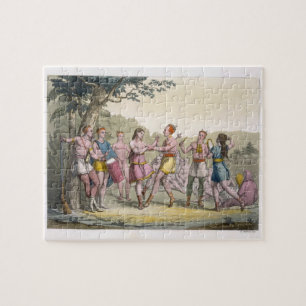 Canadian Indian dance in the evening (colour engra Jigsaw Puzzle